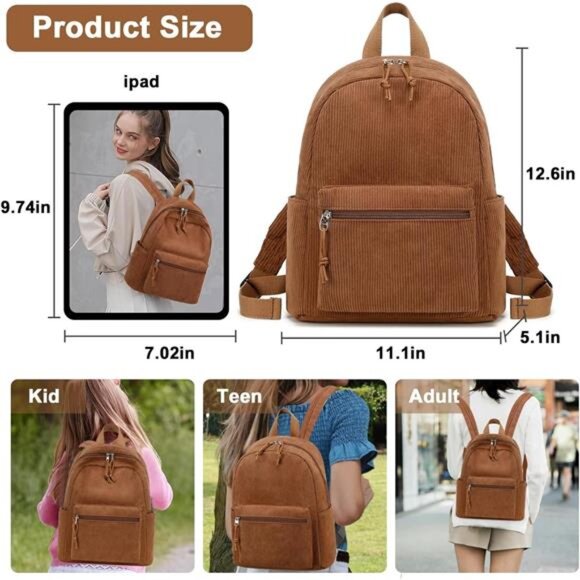 Womens Mini Backpack Water-resistant Camel - Picture 2 of 7